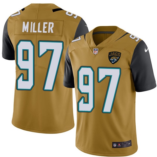 Men's Limited Roy Miller Nike Jersey Gold - #97 Rush NFL Jacksonville Jaguars